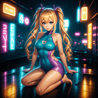 Fleshlight Fantasy Lexi Amakura Dojikko anime character in futuristic neon setting