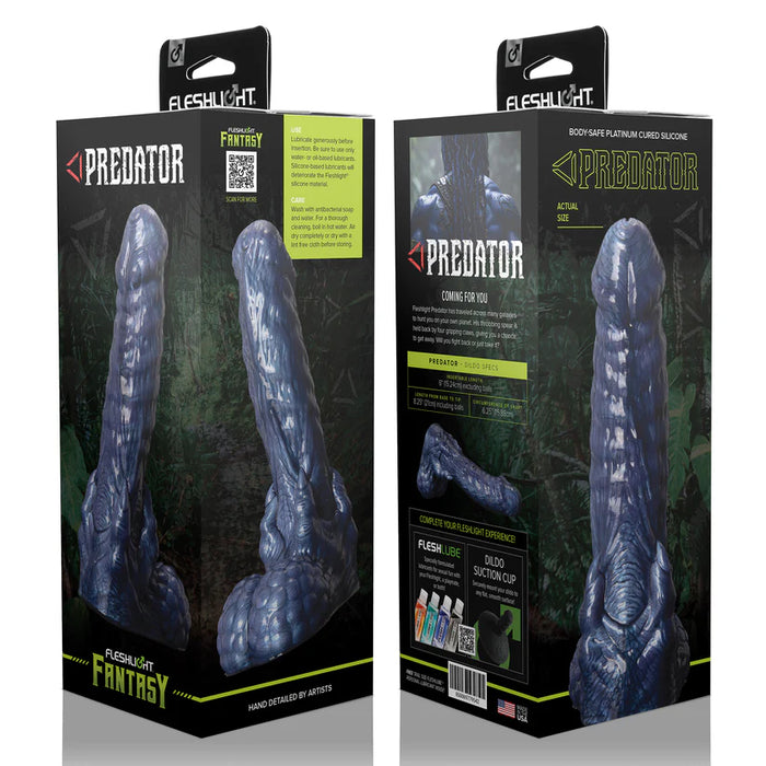 Two packaging boxes of Predator Fantasy product with visible branding and product images.