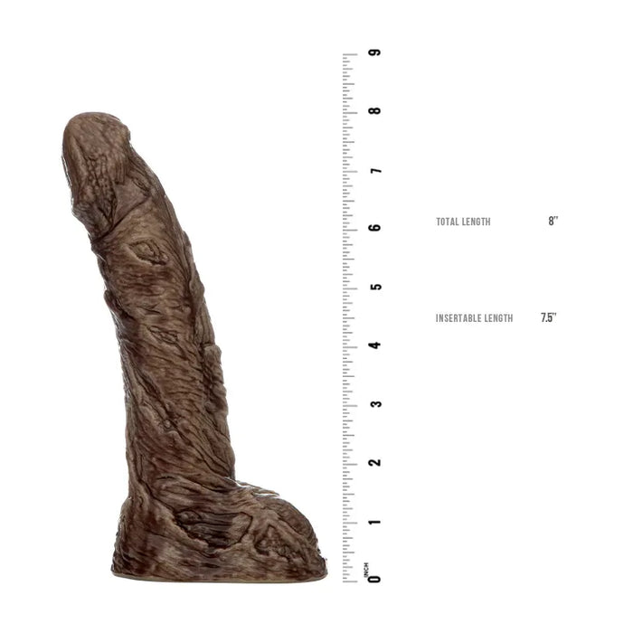 fleshlight fantasy zombie dildo with measurement scale on a white background