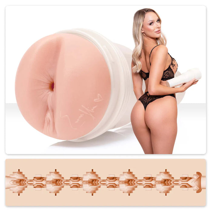 Fleshlight Girl Emma Hix Bacon Butt Masturbator showing sleeve opening and internal texture