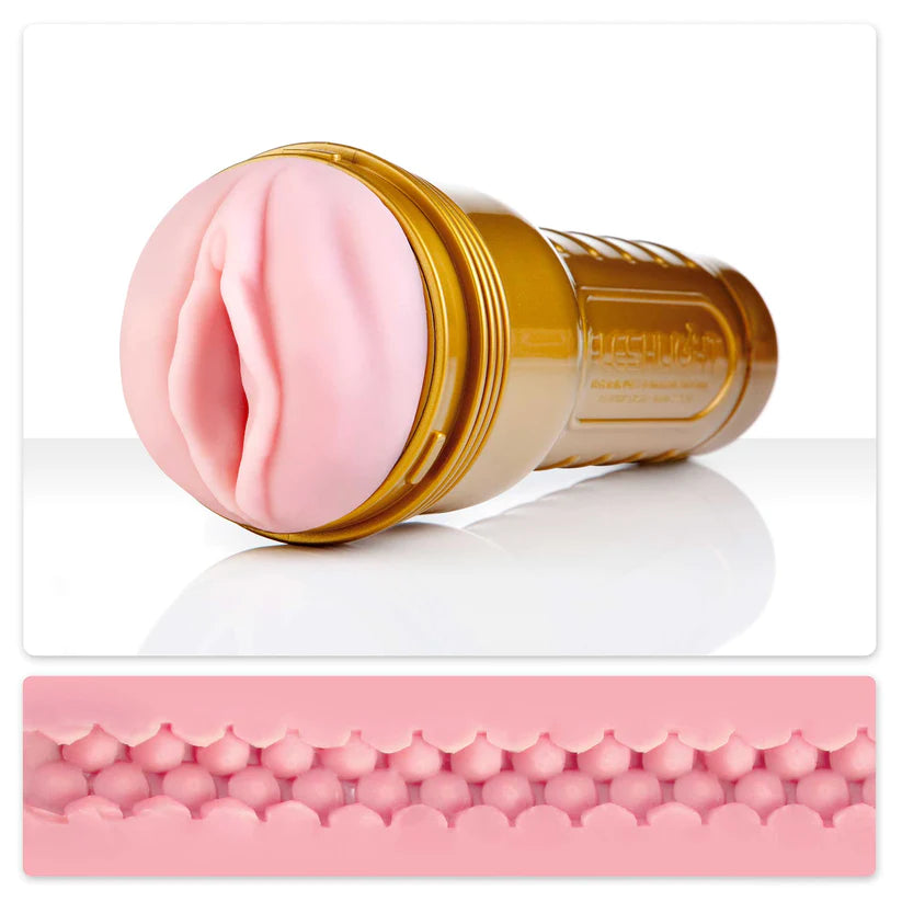 vagina masturbator with gold case with texture chart