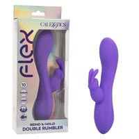 purple vibrator with bulb head, rabbit style clitoral vibrator beside box packaging