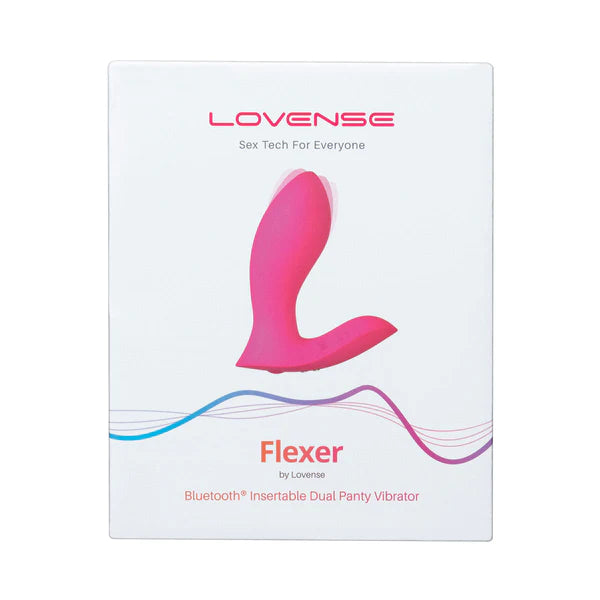 pink vibrator with clitoral stimulator on white box