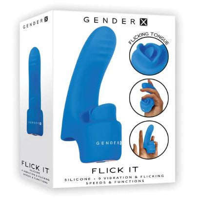 blue flikcing tongue finger vibrator with package