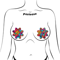 neon flower petals pasties on female torso