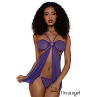 purple panties with around the neck top in purple worn on female model