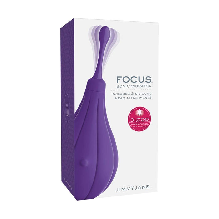 purple ball like vibrator with tapered head on white box