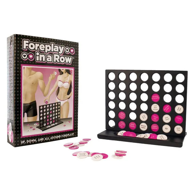 connect 4 style game with pink & white chips