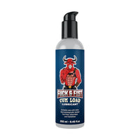 fuck & fist cum load lube bottle on white background with red bull on label