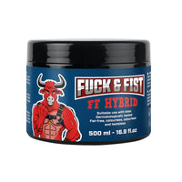 Container with a red bull illustration and 'Fuck & Fist' branding on a blue background
