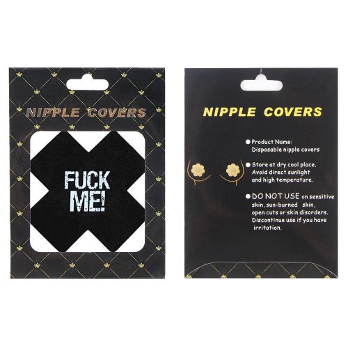 Nipple cover packaging with text and branding on a white background