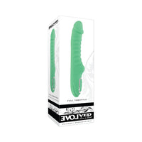 Green full throttle vibrator in a white box with 'Evolved' branding on a white background