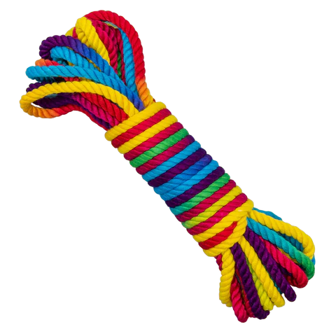 rainbow colored bondage rope