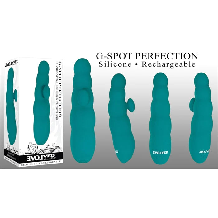 bumpy vibrator with clit stimulator sticking out with box