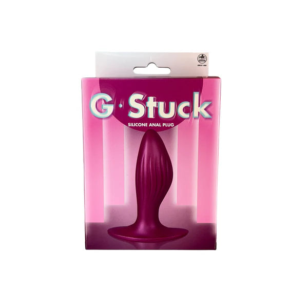 G Stuck red silicone anal plug in box packaging