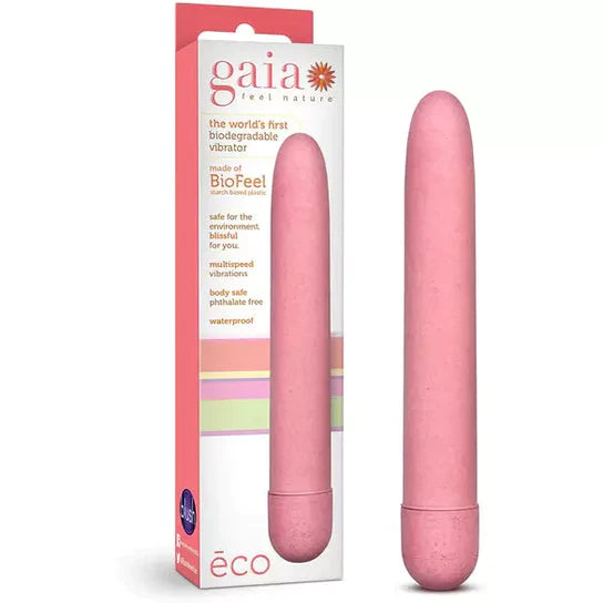 sleek pink vibrator with rounded end cap with white box