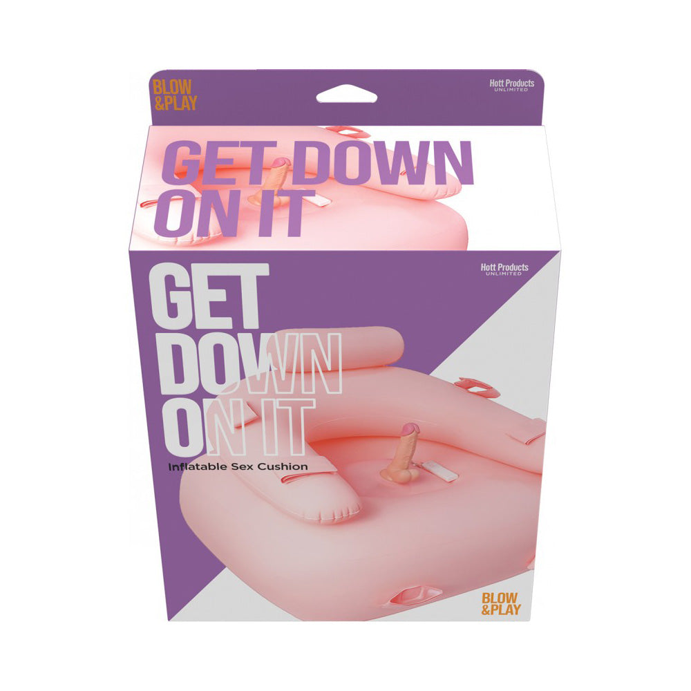Get down on it inflatable sex cushion vibrating dildo in packaging