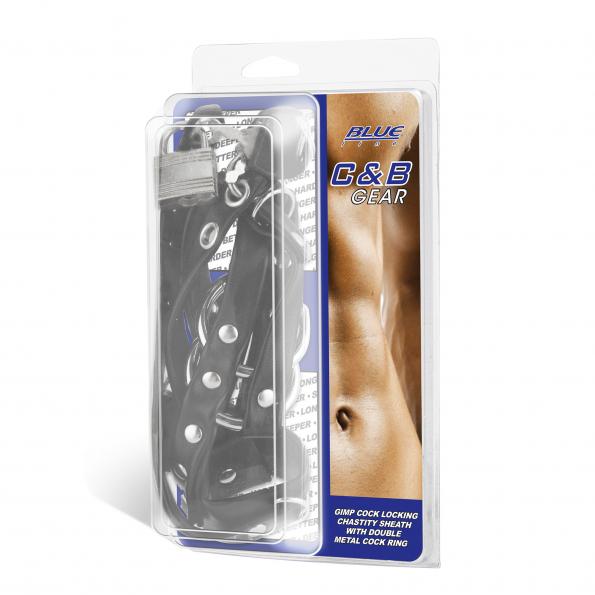 blue packaging with a muscular male stomach on the front