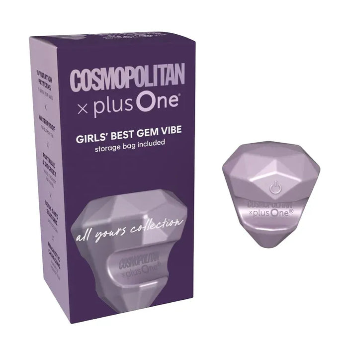 purple diamond shaped vibrator with box packaging on a white back ground