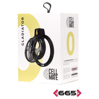 black gladiator Chasity cock cage on box packaging