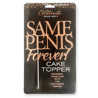 same penis forever in pink glitter cake topper in packaging
