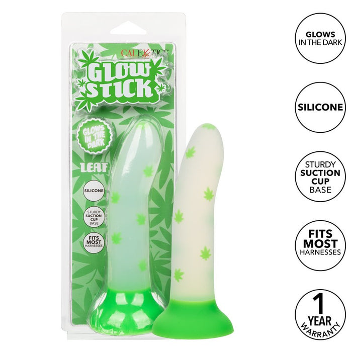 clear dildo with green leafs and green bottom base