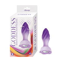 Purple remote control rotating jewel anal plug with packaging on a white background