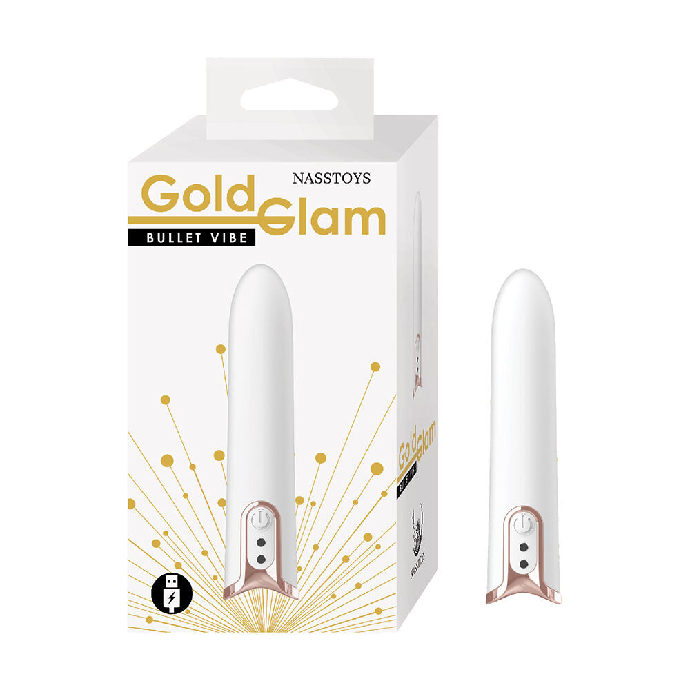 Nasstoys Gold Glam bullet vibe packaging on a white background