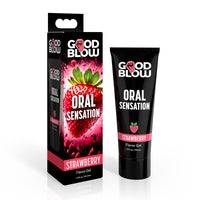 black tube of oral strawberry gel beside box 