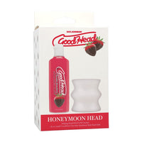 red bottle of chocolate strawberry good head gel with stroker on box packaging