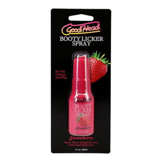 GoodHead Booty Licker Spray packaging with strawberry flavor on a white background