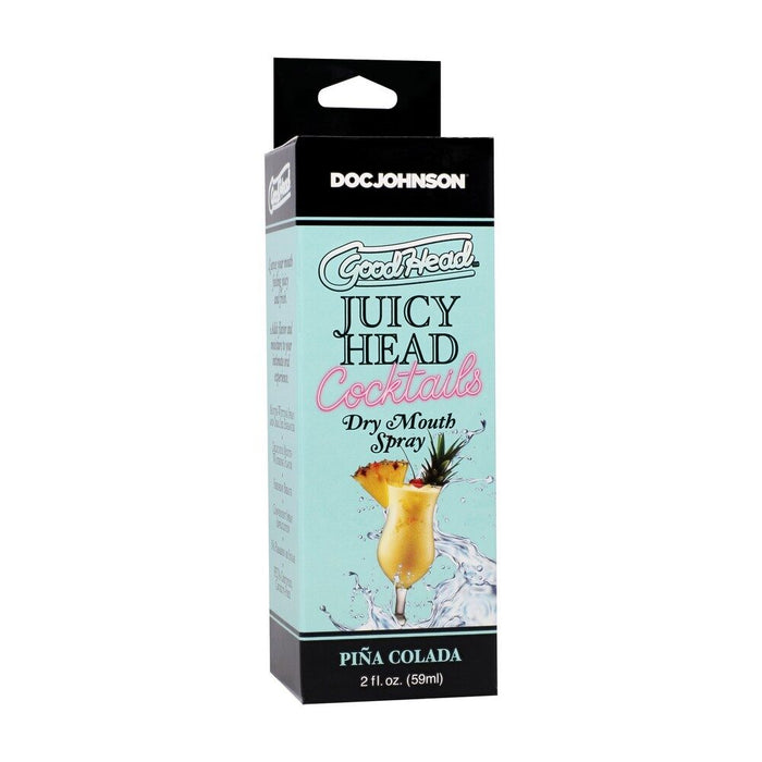 Box of GoodHead Juicy Head Cocktails Pina Colada dry mouth spray on a white background