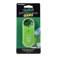 green spray bottle of goodhead juicy head sours green apple on cardboard packaging