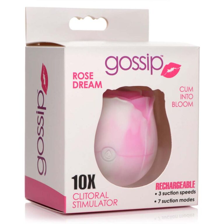 pink rose clitoral vibrator in box packaging