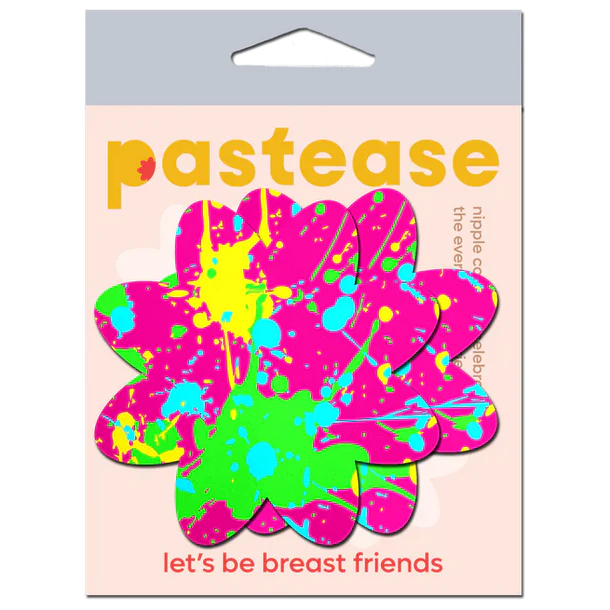 pink paint splatter breast pasties in package