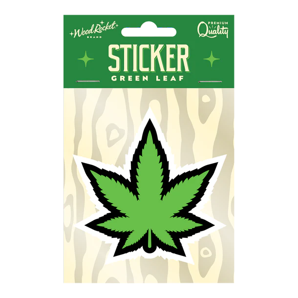 green weed leaf sticker in package