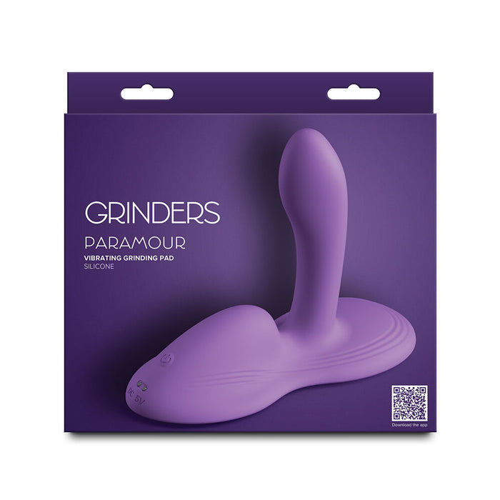 Purple 'Grinders Paramour' product packaging on a white background
