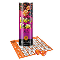 orange couples hanky panky dice game with orange dice and challenge board