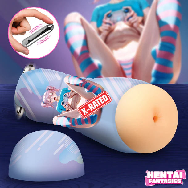 Product with cartoon characters and 'X-RATED' label on a blue background, featuring 'HENTAI FANTASIES' branding.