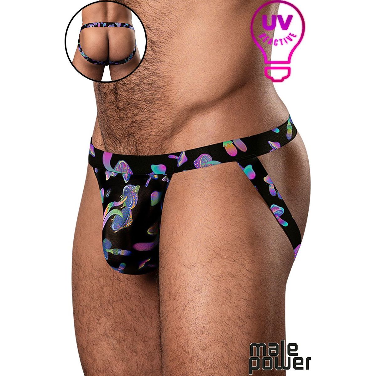 mushroom jock strap with pouch uv reactive