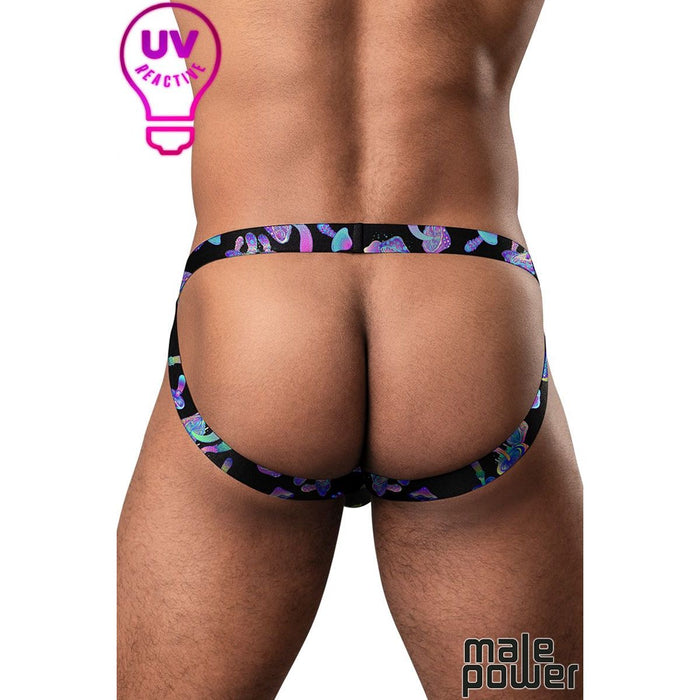 mushroom jock strap with open bum and uv reative