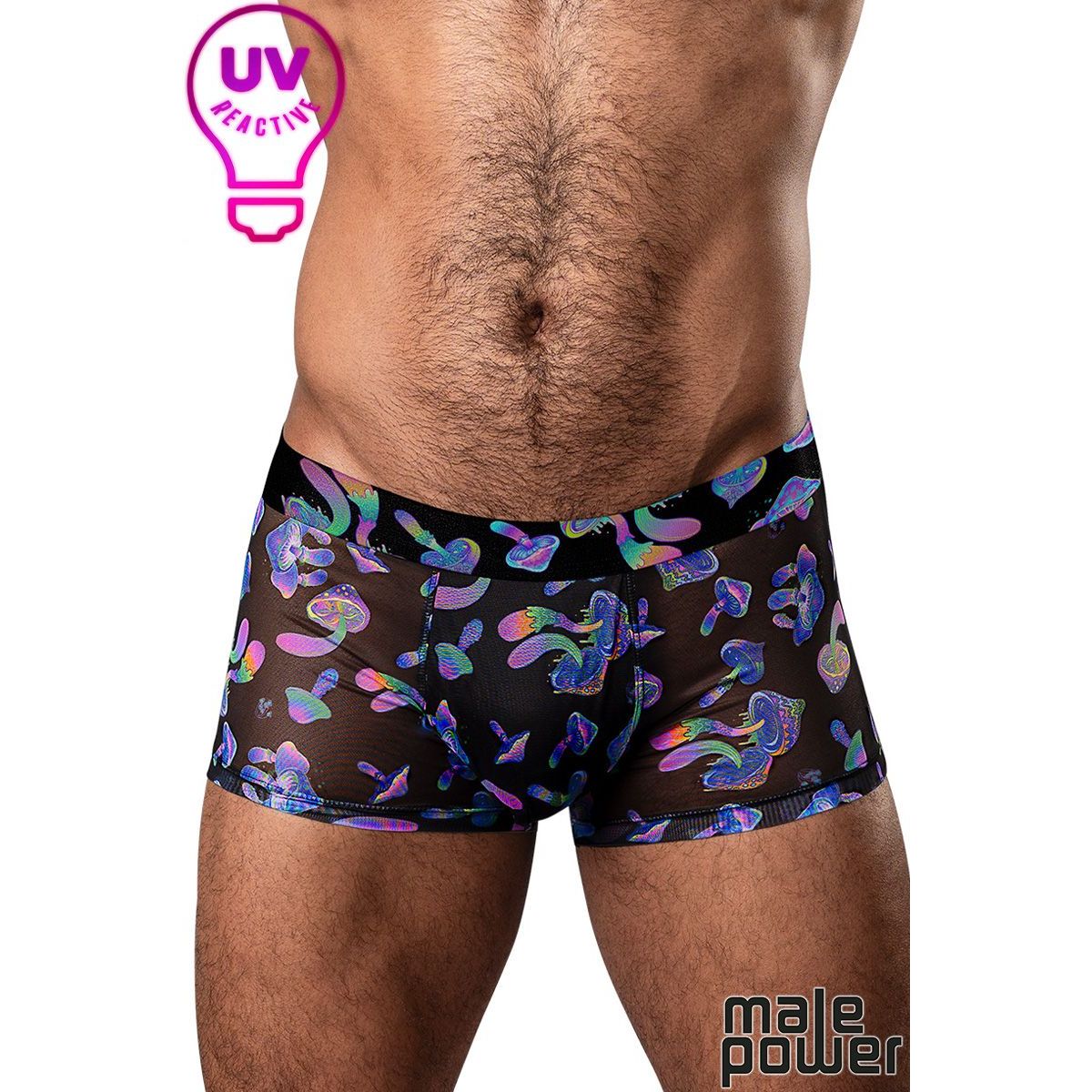 sheer black mushroom boxers front view