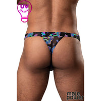 black thong with mushrooms back view uv reactive