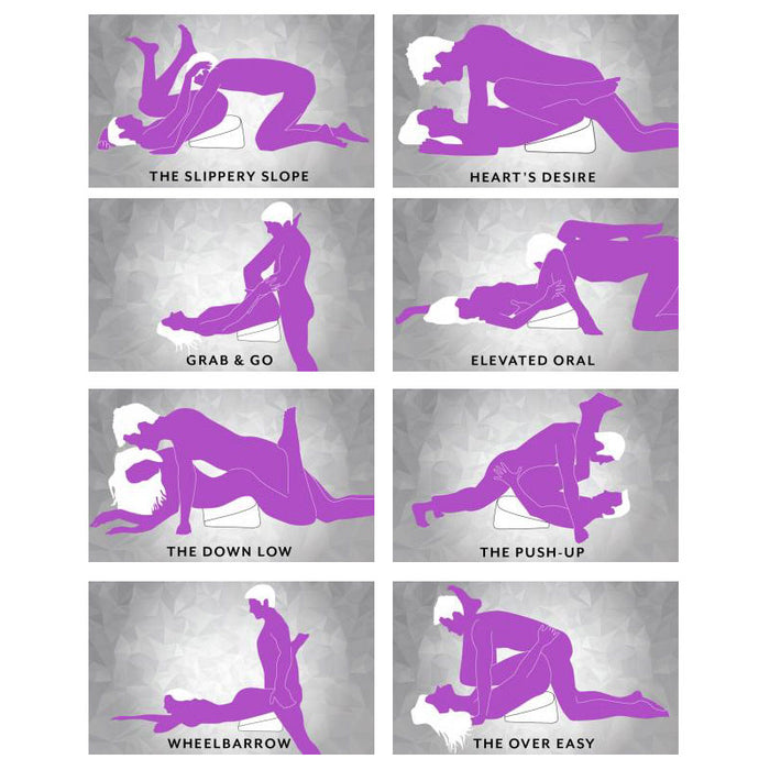 male and female using heart shaped wedge in various positions