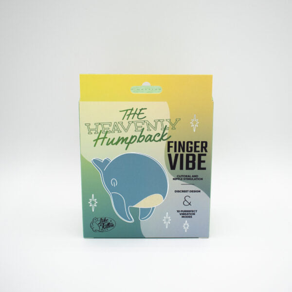 Product packaging for 'The Heavenly Humpback Finger Vibe' with a whale illustration on a white background.