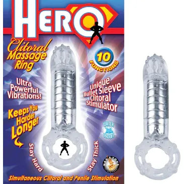 Hero Clitoral Massage Ring packaging with product on a white background