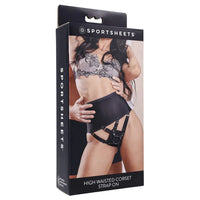 black high waist corset strap on harness