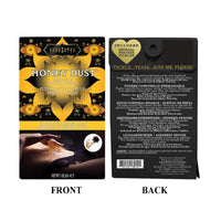 Honey Dust product packaging with front and back views on a white background. coconut pineapple