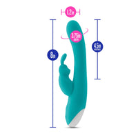 blue vibrator with bunny clit stim size diagram