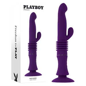 curved tip with clitoral stimulator and thrusting motion with bottom base